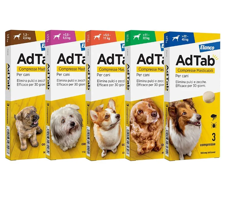 AdTab Compresse Masticabili Antipulci e zecche per Cani Antiparassitari