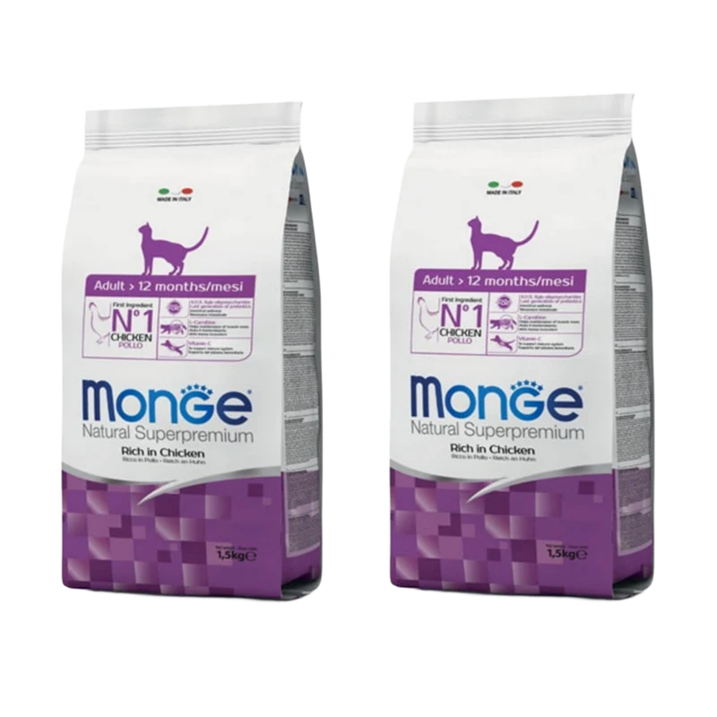 COMBO 2X MONGE NATURAL SUPERPREMIUM GATTO ADULT AL POLLO 10KG