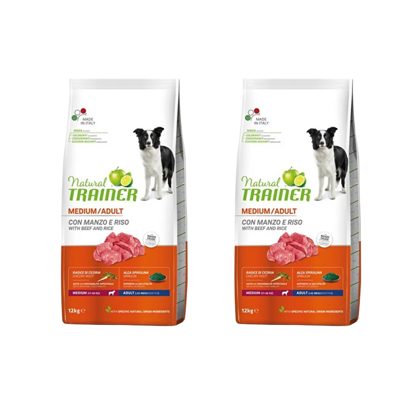COMBO 2X NATURAL TRAINER MEDIUM ADULT AL MANZO 12KG