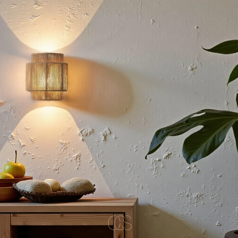 Rieten Wandlamp – Handgevlochten Design met E27 Fitting & Warm Lichteffect
