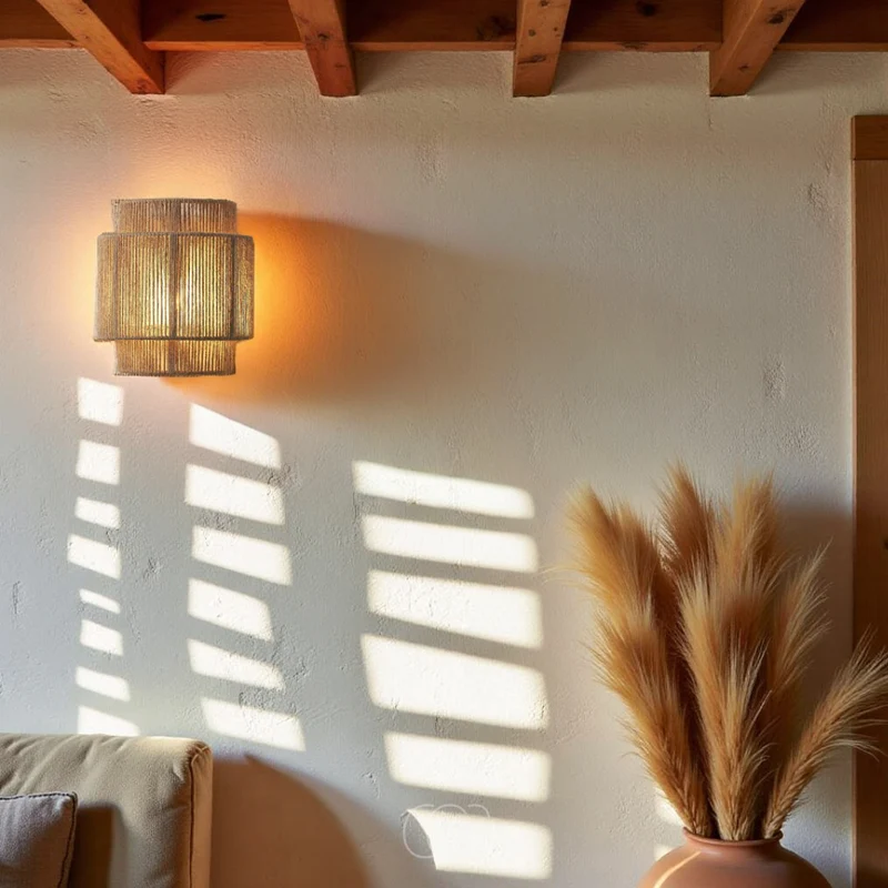 Rieten Wandlamp – Handgevlochten Design met E27 Fitting & Warm Lichteffect