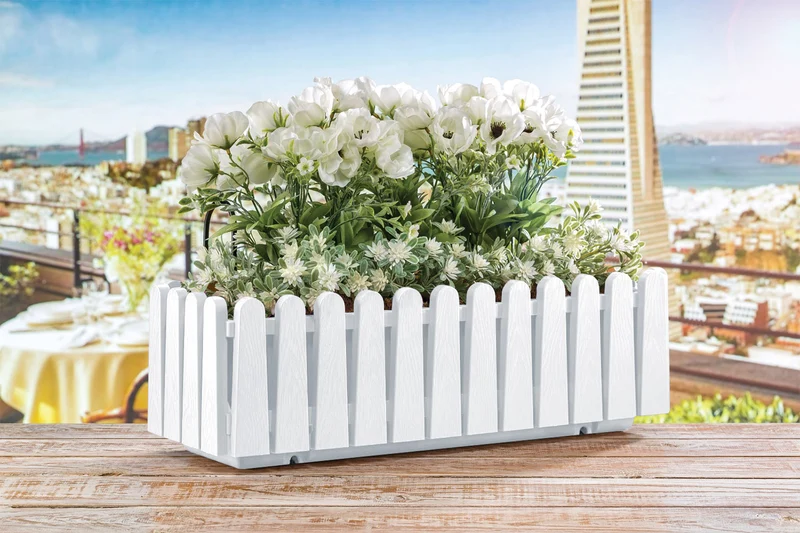 Fioriera Rettangolare Con Sistema Di Drenaggio Conservazione Acqua Balconiera Con Supporti Da Ringhiera Appesa Inclusi Balcone