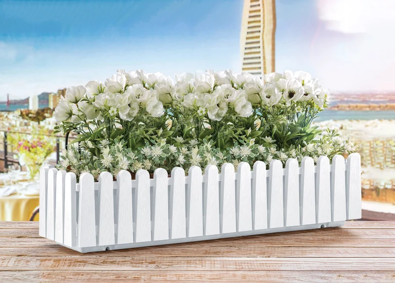 Fioriera Rettangolare Con Sistema Di Drenaggio Conservazione Acqua Balconiera Con Supporti Da Ringhiera Appesa Inclusi Balcone