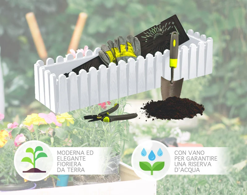Fioriera Rettangolare Con Sistema Di Drenaggio Conservazione Acqua Balconiera Con Supporti Da Ringhiera Appesa Inclusi Balcone