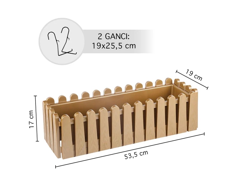 Fioriera Rettangolare Con Sistema Di Drenaggio Conservazione Acqua Balconiera Con Supporti Da Ringhiera Appesa Inclusi Balcone