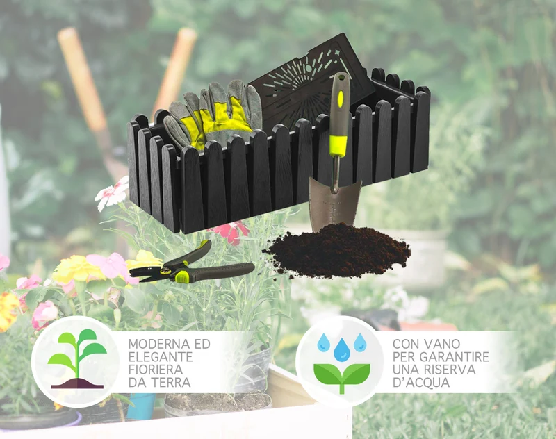 Fioriera Rettangolare Con Sistema Di Drenaggio Conservazione Acqua Balconiera Con Supporti Da Ringhiera Appesa Inclusi Balcone