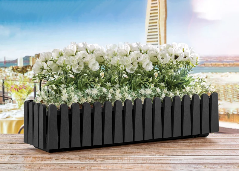 Fioriera Rettangolare Con Sistema Di Drenaggio Conservazione Acqua Balconiera Con Supporti Da Ringhiera Appesa Inclusi Balcone