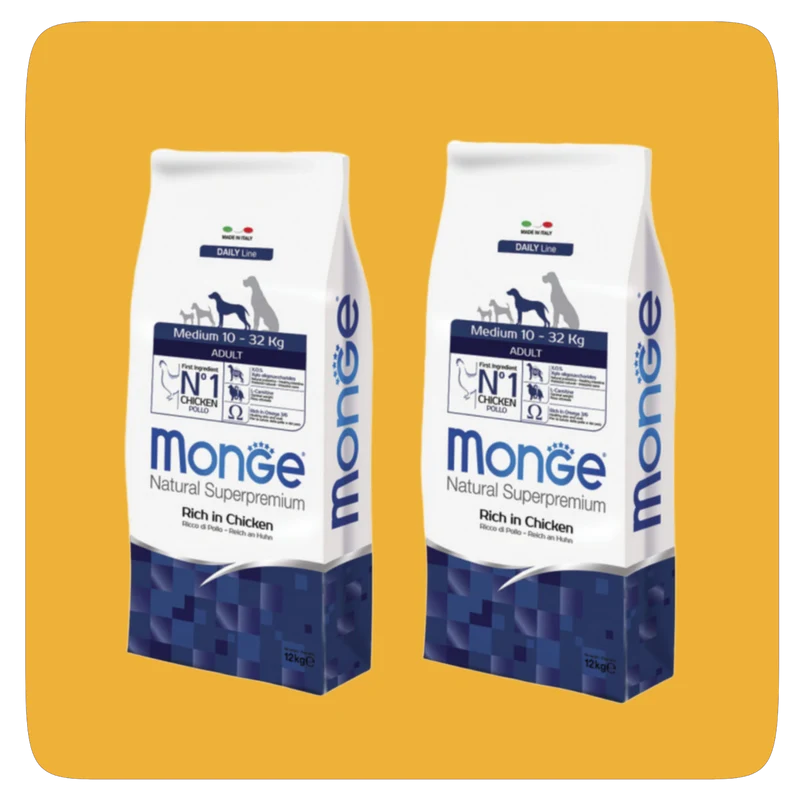 COMBO 2X MONGE MEDIUM ADULT POLLO 12Kg