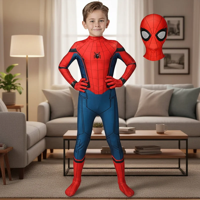 Superhelden Kostuum – Stretchstof, 3D Design & Afneembaar Masker