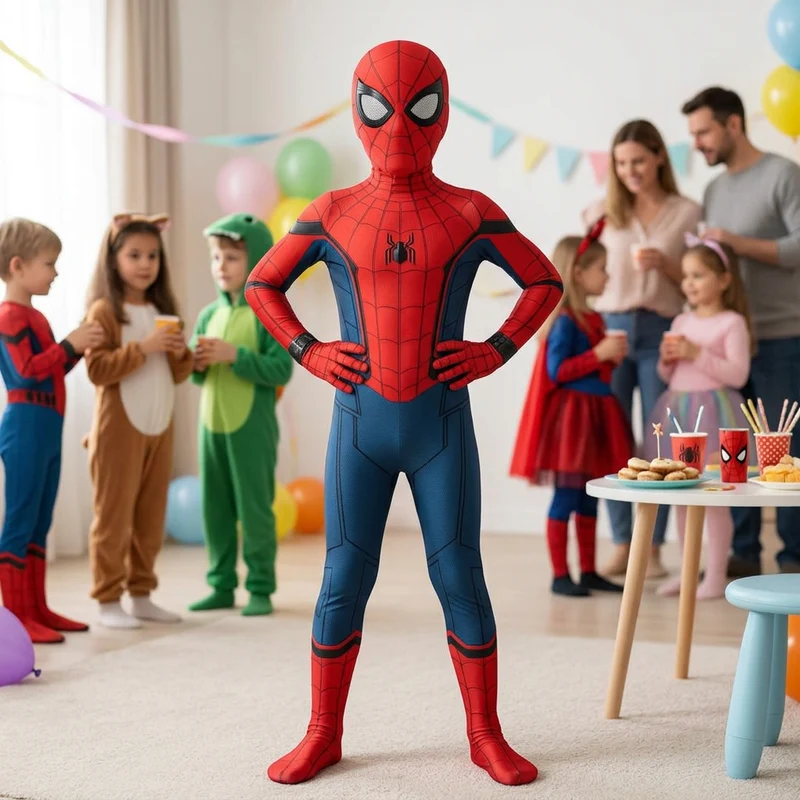 Superhelden Kostuum – Stretchstof, 3D Design & Afneembaar Masker