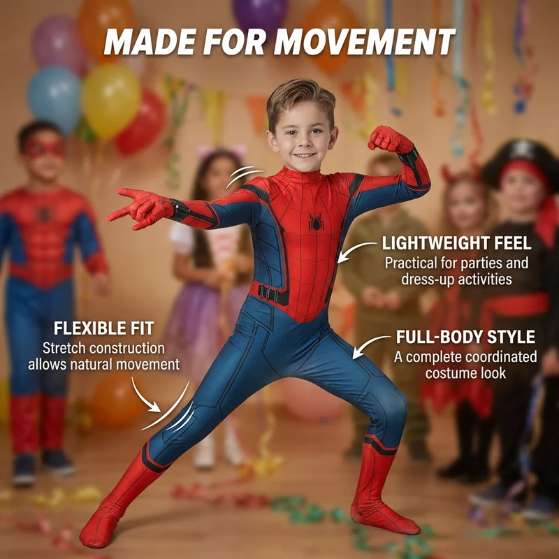Superhelden Kostuum – Stretchstof, 3D Design & Afneembaar Masker