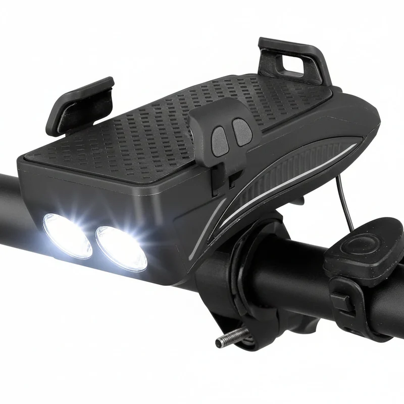 Fietskoplamp met Powerbank – Telefoonhouder, Helder Licht & Oplaadbaar