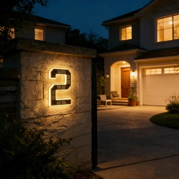 Verlicht Huisnummerbord – Zonne-energie, Automatische LED & Weerbestendig