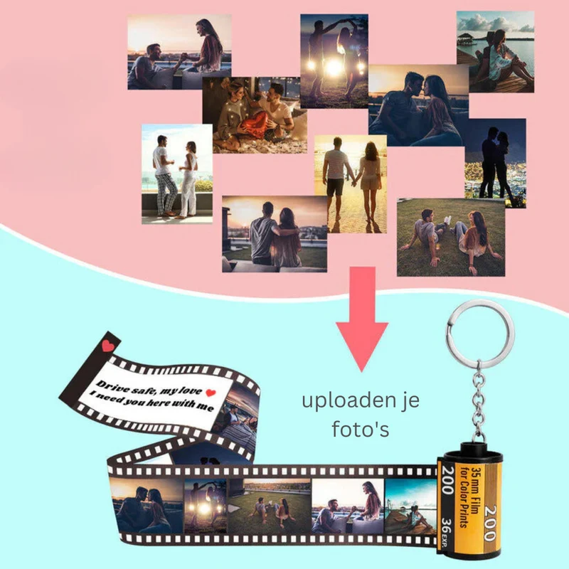Foto Sleutelhanger met Filmrol – Gepersonaliseerd Ontwerp met Tot 40 Foto's