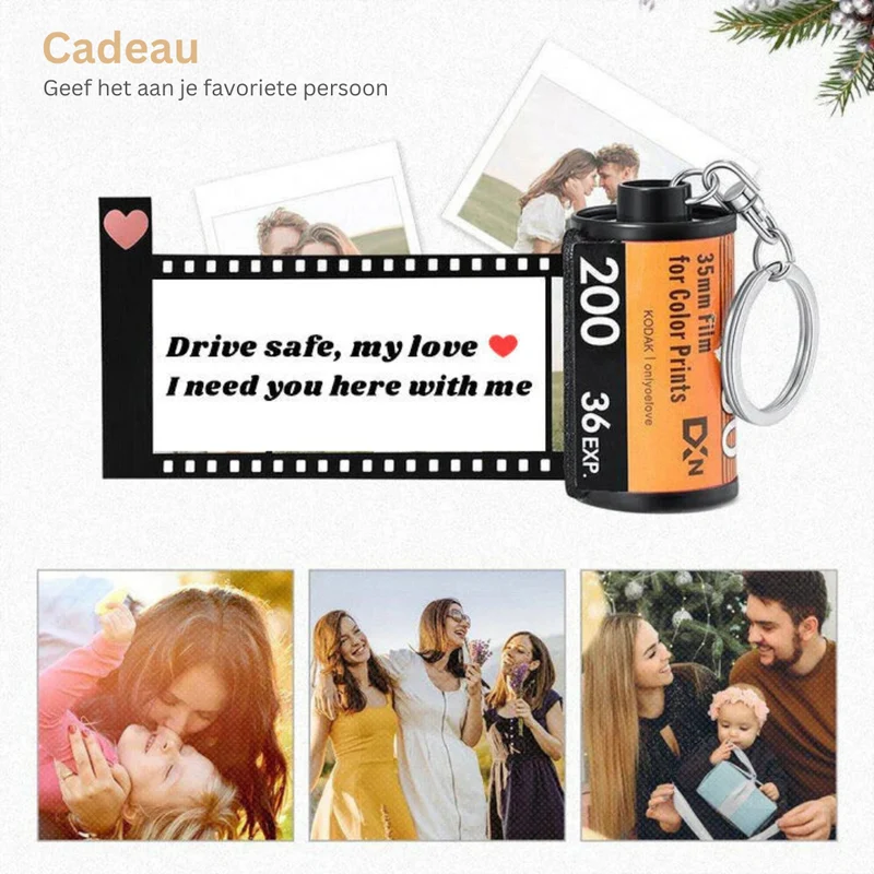 Foto Sleutelhanger met Filmrol – Gepersonaliseerd Ontwerp met Tot 40 Foto's