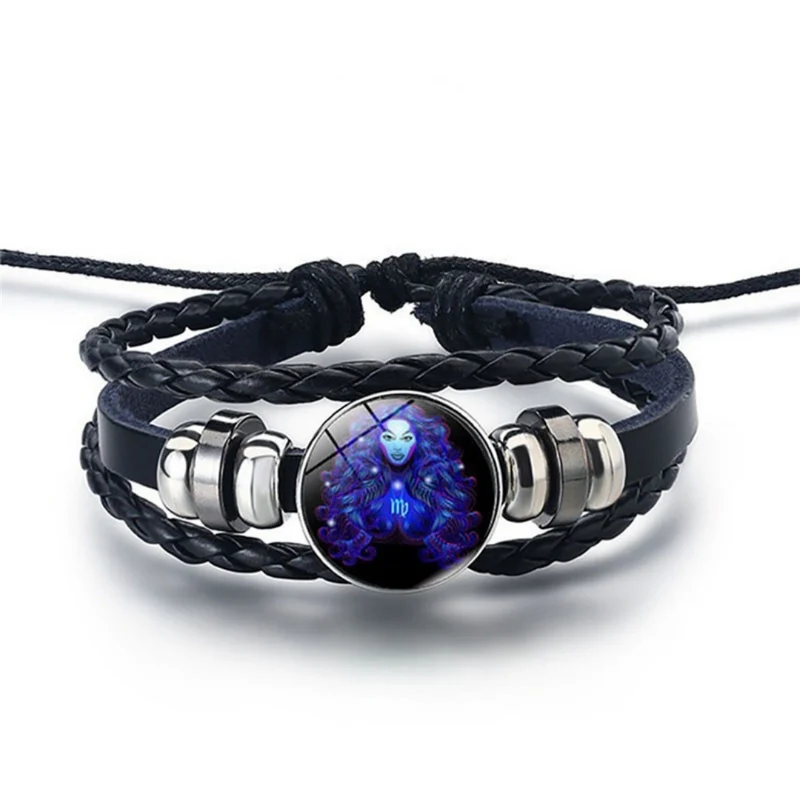 Sterrenbeeld armband – verstelbaar gevlochten design met blauwe steen