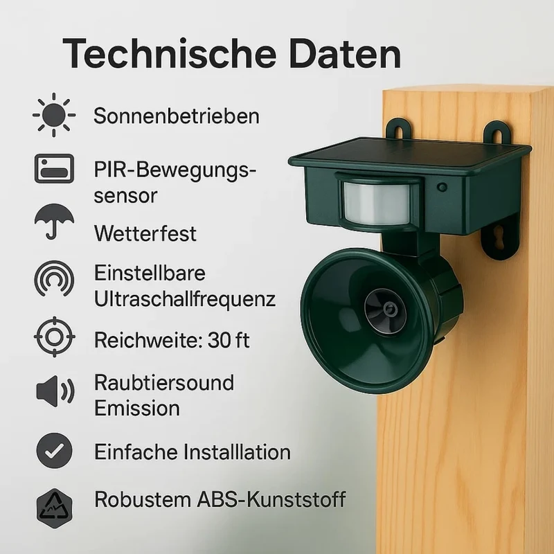 Vogelafschrik Apparaat – Bewegingssensor, Zonne-energie & Weerbestendig Design