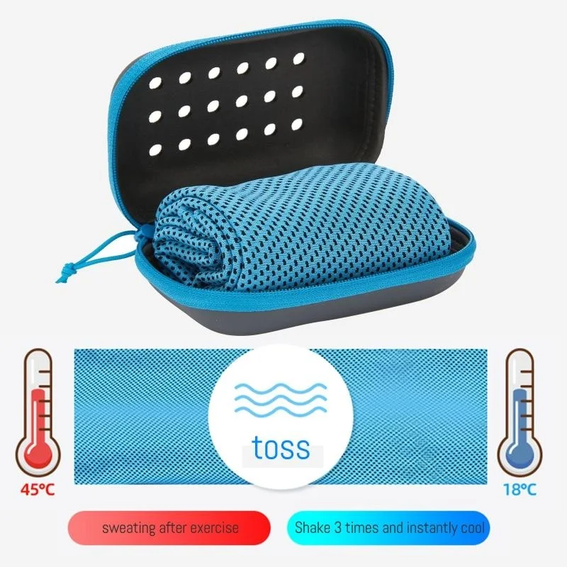 Koelhanddoek Sport – sneldrogende sporthanddoek met opbergdoos