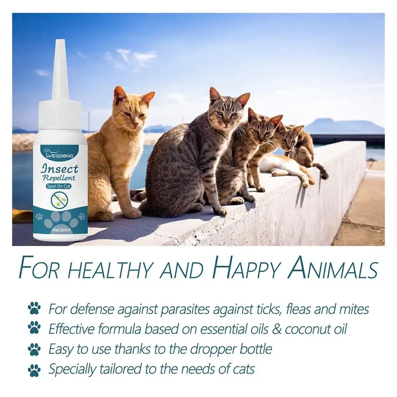 Katten spot-on – 50 ml verzorgingsolie met plantenextracten en druppelfles