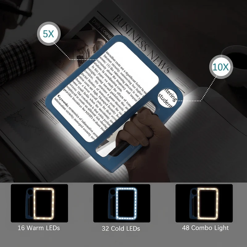 Loep met LED Verlichting – 5x/10x Vergroting & Groot Leesoppervlak