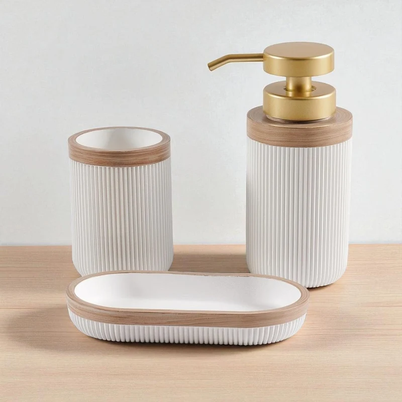 Badkamerset – Zeepdispenser, Beker & Zeepbakje in Elegant Design