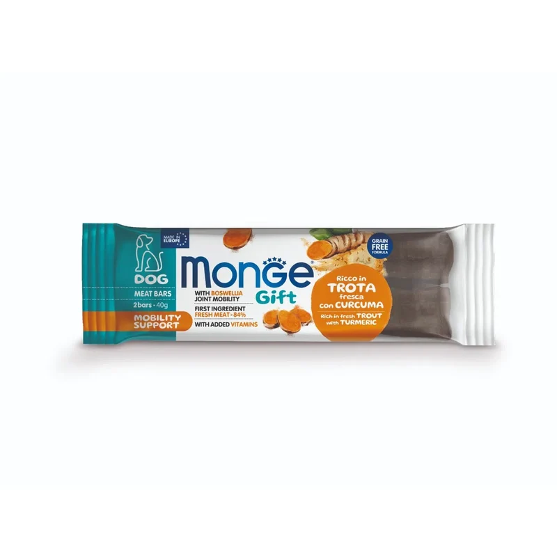 Monge Gift Dog Meat Bars Mobility Support con Trota e Curcuma gr.40
