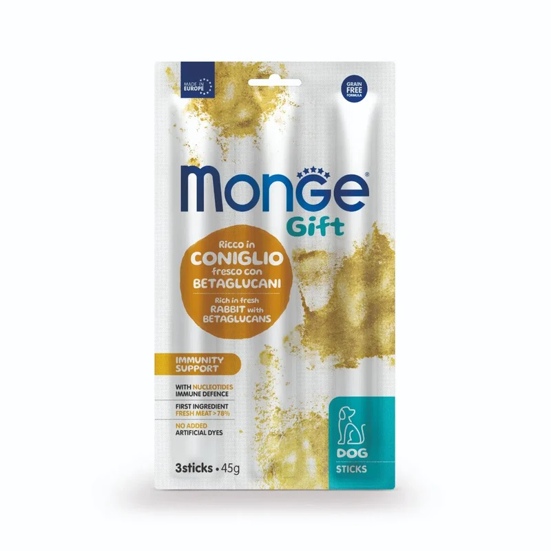 Monge Gift Dog Sticks Immunity Support Ricco in Coniglio con 45g