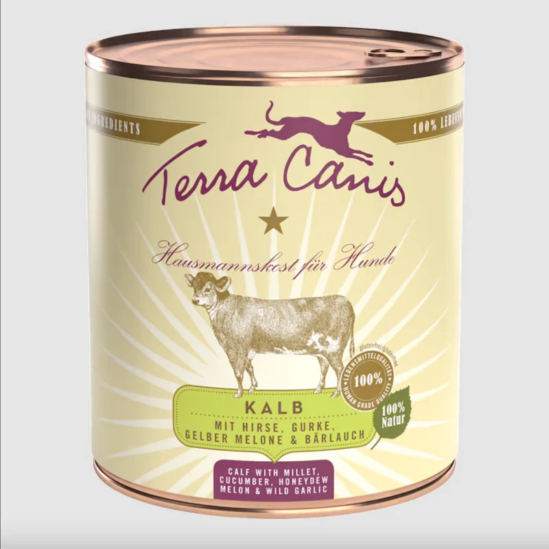 Terra Canis Vitello con miglio, cetriolo, melone giallo e aglio orsino