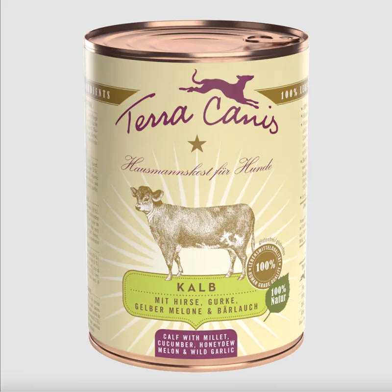 Terra Canis Vitello con miglio, cetriolo, melone giallo e aglio orsino