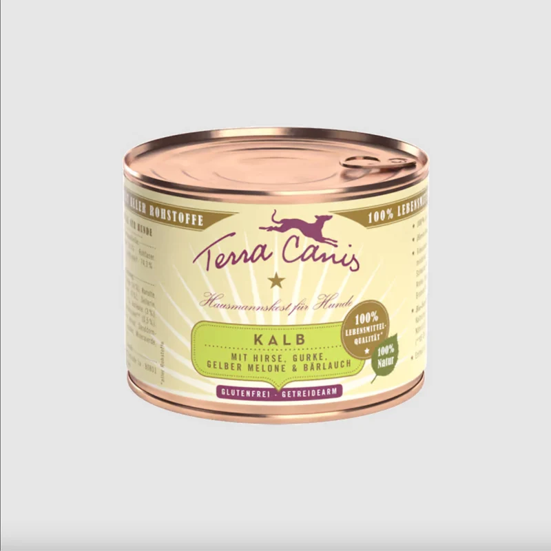 Terra Canis Vitello con miglio, cetriolo, melone giallo e aglio orsino