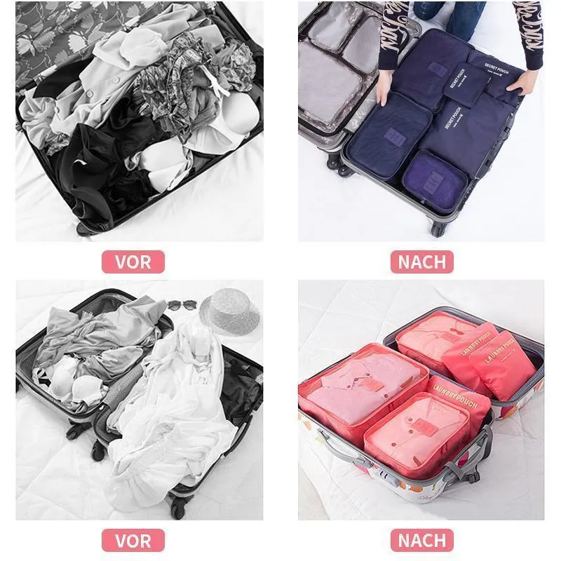 Reis Organizer Set – 6-Delige Opbergkubussen met Ademend Mesh & Ruimtebesparend Ontwerp