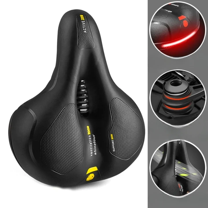 Ergonomisch Fietszadel – Comfortabel Zadel met Schokabsorptie en LED Achterlicht