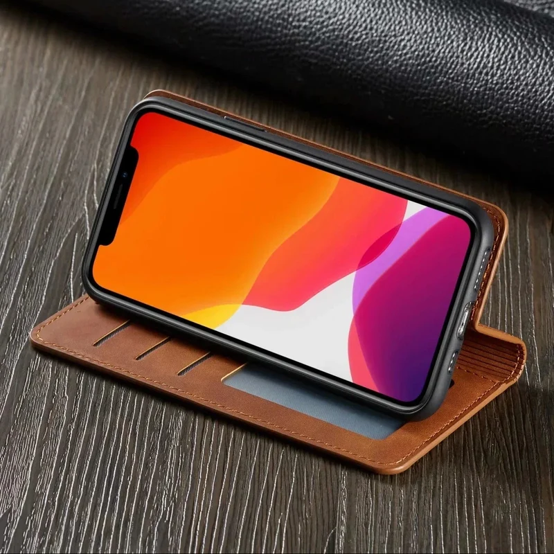 iPhone Wallet Hoesje – Magnetische Flip Case met Pasjeshouder en Standfunctie