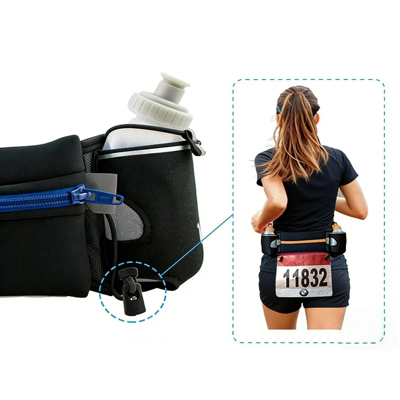 Hardloop Heuptas met Fleshouders – Lycra Sporttas met Telefoonvak & Verstelbare Band