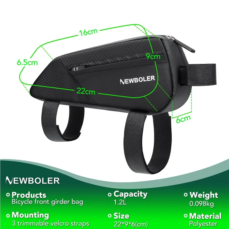 Bovenbuistas Fiets Waterdicht – 1,2L Opbergtas met Reflectie & Snelle Toegang