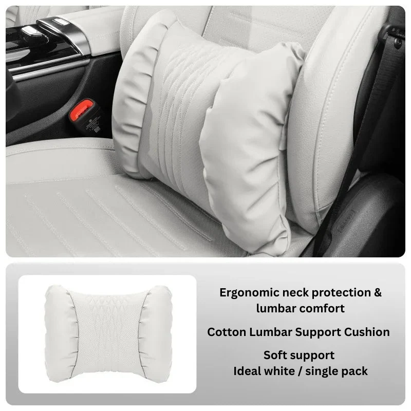 Hoofdsteun & Lendensteun Auto – Nappa-Look PU, Zachte Vulling & 2-Delige Set