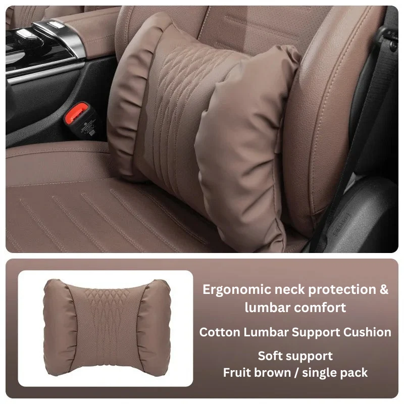 Hoofdsteun & Lendensteun Auto – Nappa-Look PU, Zachte Vulling & 2-Delige Set