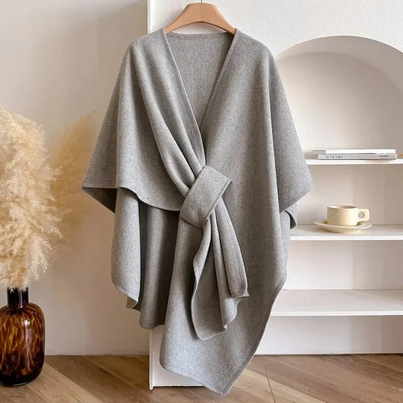 Dames poncho-vest – Zachte stof, losse drapering & veelzijdige wikkelstijl