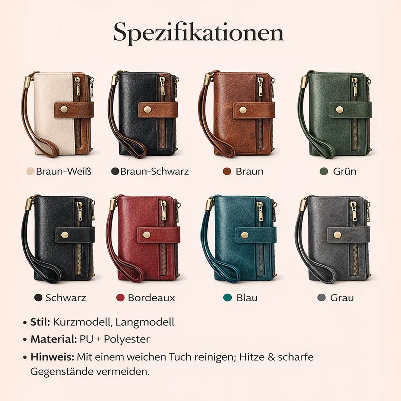 RFID-blokkerende tri-fold portemonnee voor dames – stijlvol, ruim & veilig ontwerp