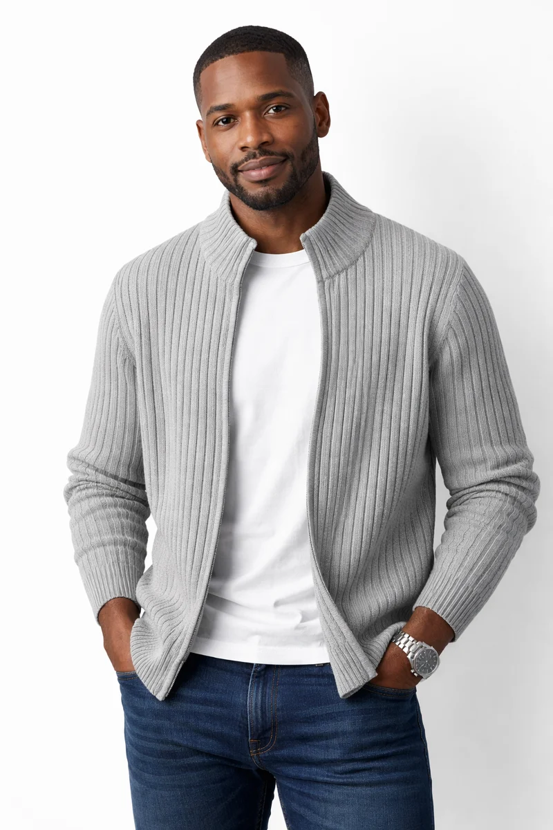 Slim-fit herenvest met ritssluiting – lichtgewicht stretch polyester voor een moderne dagelijkse stijl