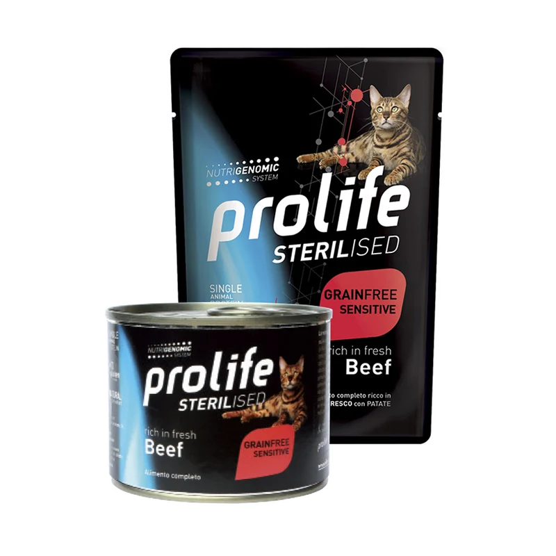 Prolife Sterilised Grain Free Sensitive Manzo & Patate - umido gatto