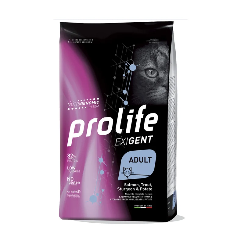 Prolife Gatto Exigent Salmone, Trota, Storione & Patate