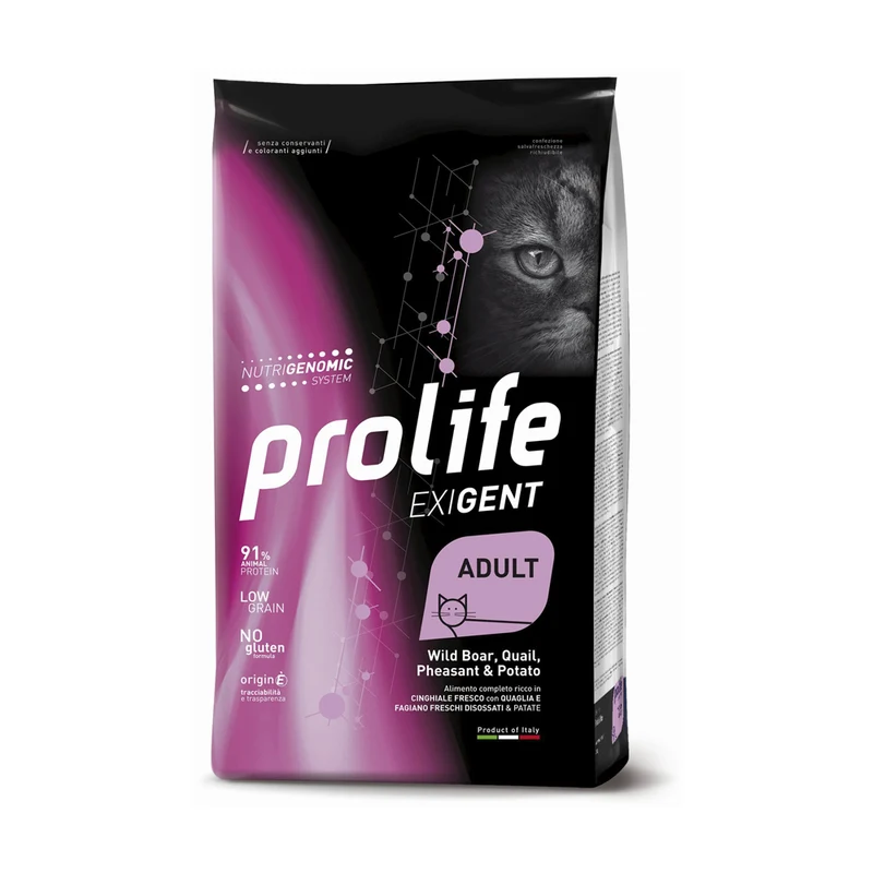 Prolife Gatto Exigent Cinghiale, Quaglia, Fagiano & Patate