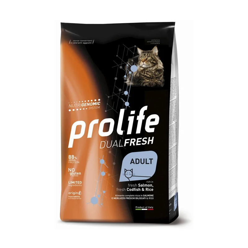 Prolife Gatto Dual Fresh adult Salmone, Merluzzo & Riso