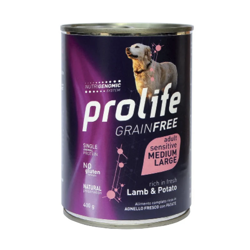 Prolife Grain free adult sensitive medium large Agnello & Patate - umido cane