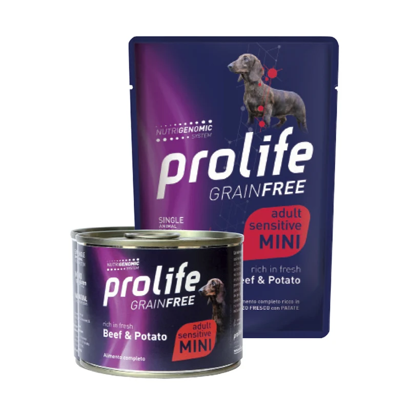 Prolife Grain free adult sensitive mini Manzo & Patate - umido cane