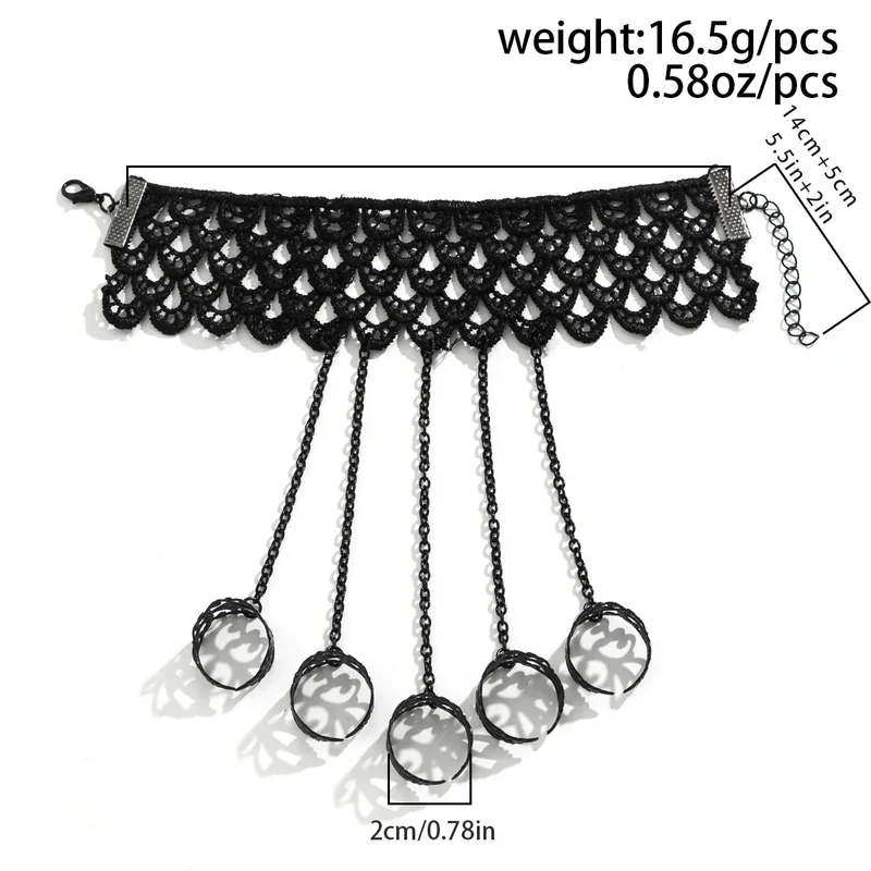 NoirBelle Kant Polsband – Zwarte Vintage Armband met Metalen Accenten & Tijdloze Elegantie