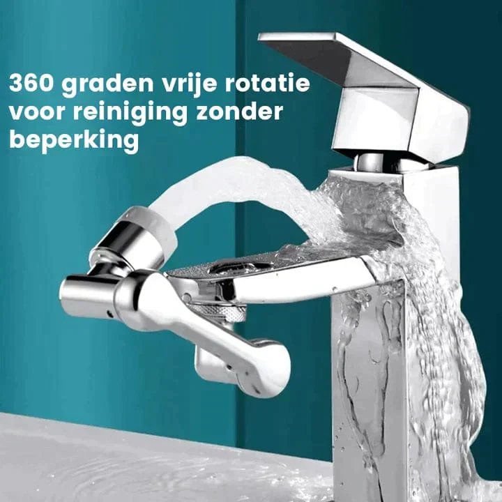 Aquavon FlexiTap – 1080° Draaibare Kraanadapter van Koper met Twee Waterstanden