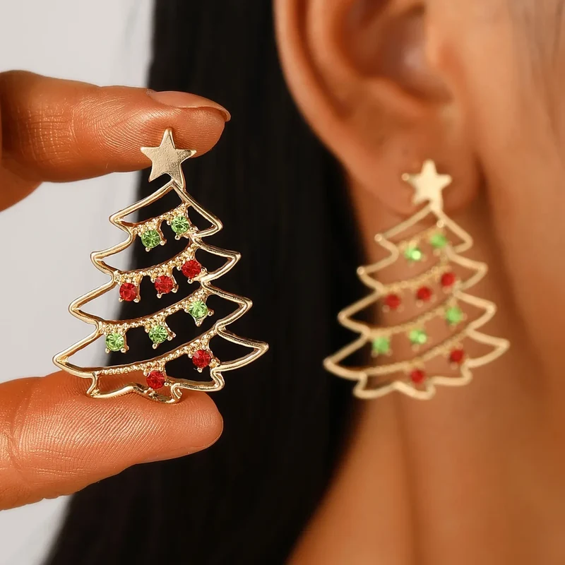 Noellea Sneeuwvlok & Kerstboom Oorbellen – Strass & Parel Design, Lichtgewicht & Feestelijk voor de Feestdagen