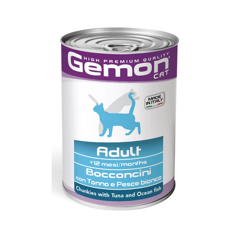 Gemon Gatto Bocconcini con Tonno e Pesce Bianco – Adult